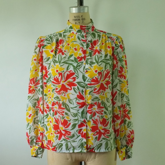 Vintage Tops - vintage floral blouse | vintage sheer floral top